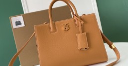 Burberry巴寶莉意大利鞣製粒紋皮革托特包