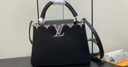 LV【原單精品】M51783黑色 全皮cap那英款繫列 花冠拼白鉆款 Capucines 小號手袋¥2,480.00