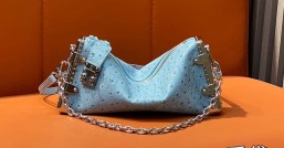 【原單精品】M25445天藍色鴕鳥紋全皮 軟盒子系列 SLIM TRUNK 手袋