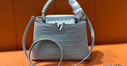 【LV原單精品】M48865灰色 鱷魚紋全皮cap那英款繫列 Capucines BB手袋¥2,880.00