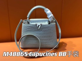 【LV原單精品】M48865灰色 鱷魚紋全皮cap那英款繫列 Capucines BB手袋¥2,880.00