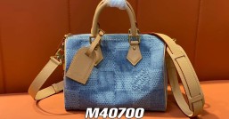 【原單精品】M40700藍色格子 芯片版 牛仔枕頭包speedy系列 KEEPALL BANDOULIÈRE 25 手袋