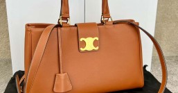 CELINE APPOLINE 中號柔軟牛皮革手袋 114963棕色