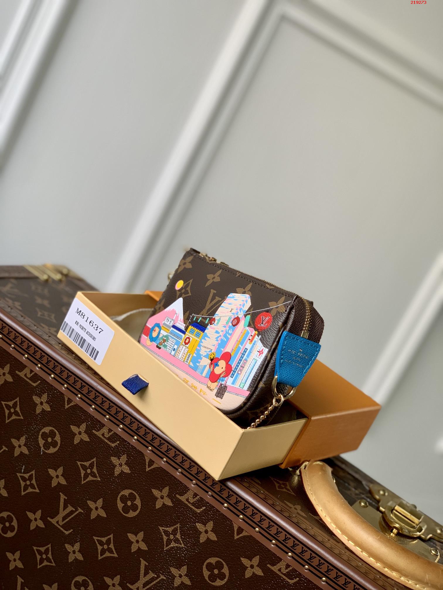 M81637藍色 Mini Pochette Accessoires 手拿包LV 路易斯·威登￥ 580-頂級1:1精品高仿包包香港台灣批發價格推薦微信哪裡買