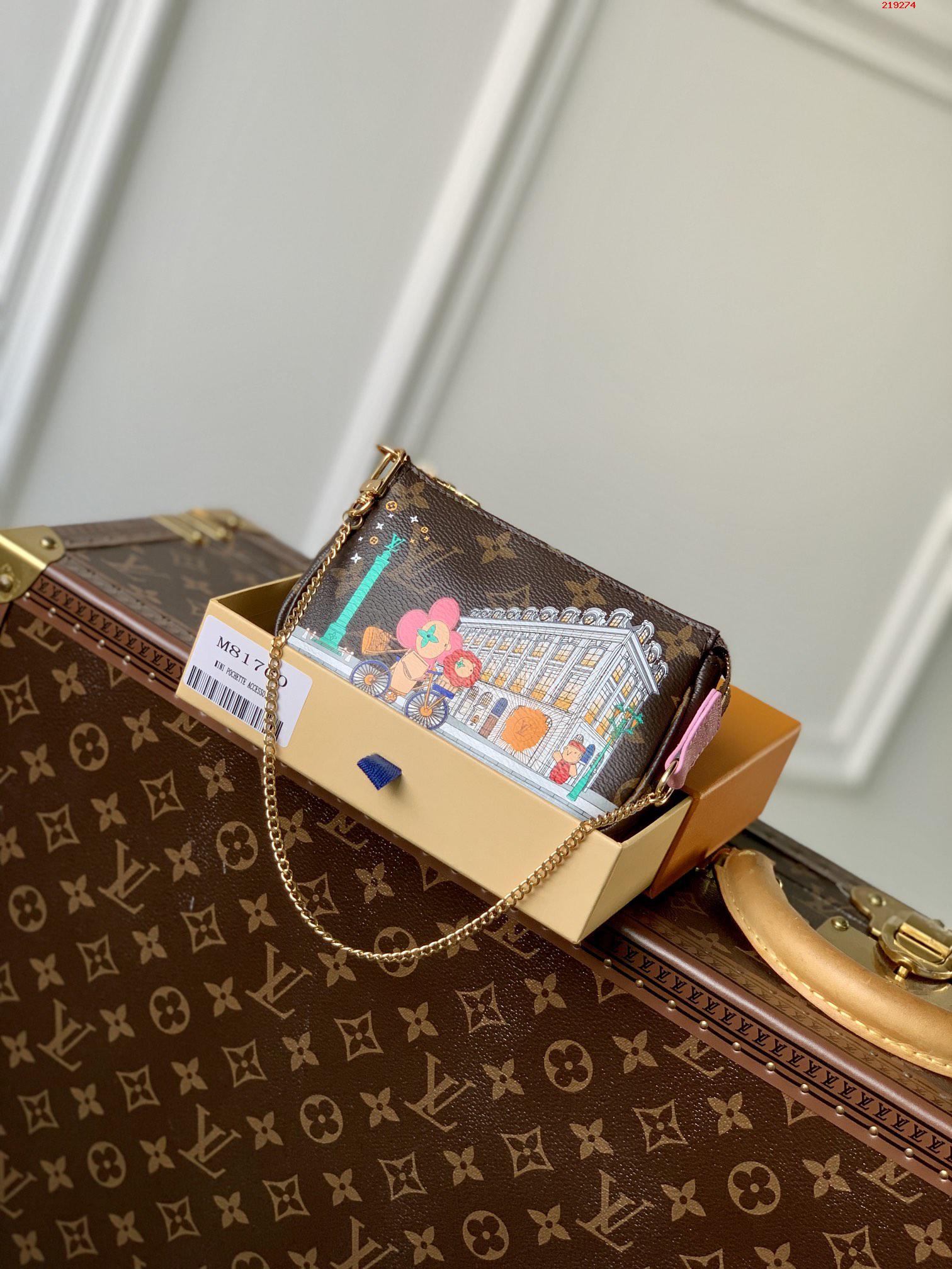 LV 路易斯·威登M81760粉色Mini Pochette Accessoires 手拿包￥ 580-頂級1:1精品高仿包包香港台灣批發價格推薦微信哪裡買