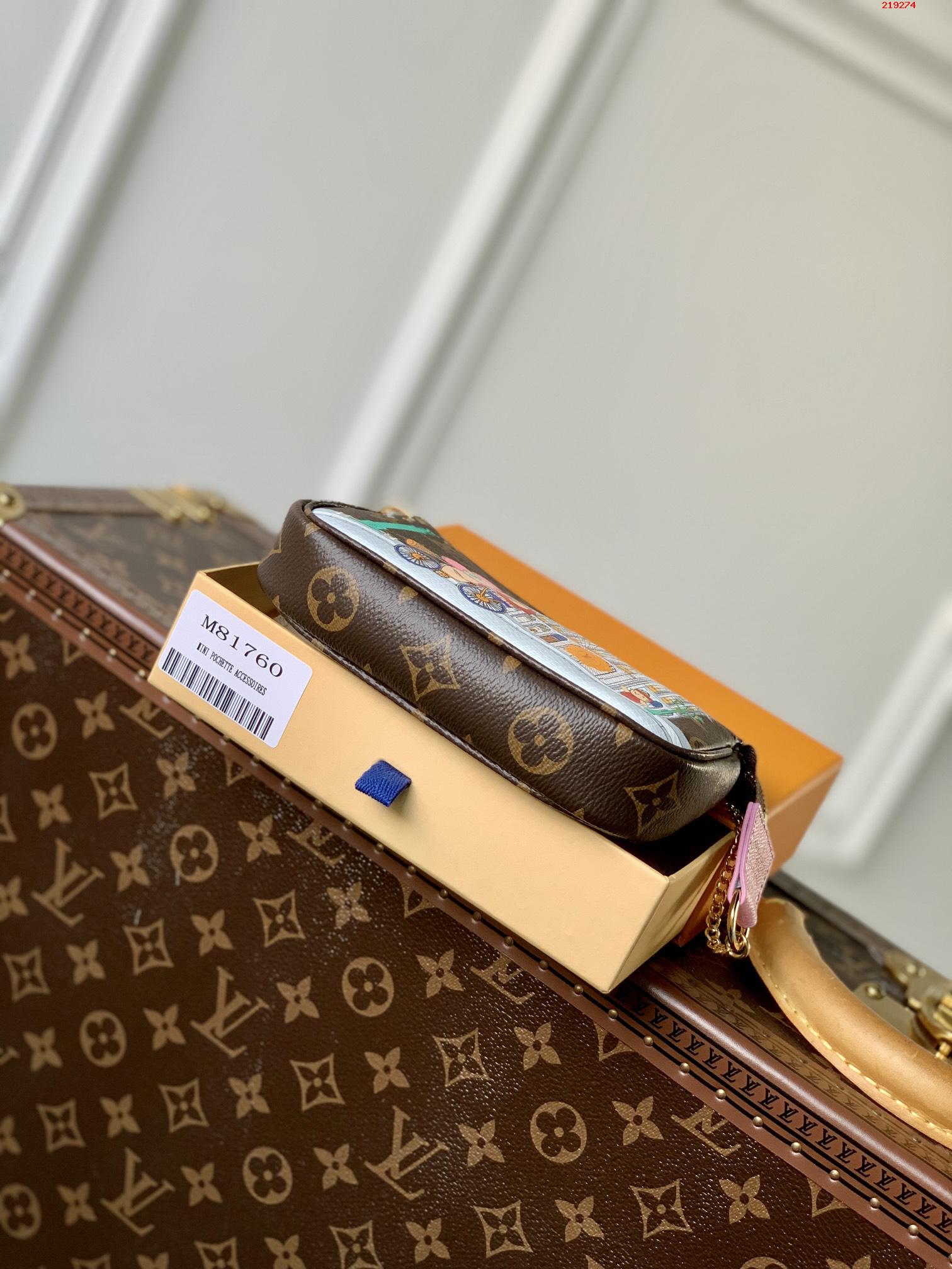 LV 路易斯·威登M81760粉色Mini Pochette Accessoires 手拿包￥ 580-頂級1:1精品高仿包包香港台灣批發價格推薦微信哪裡買