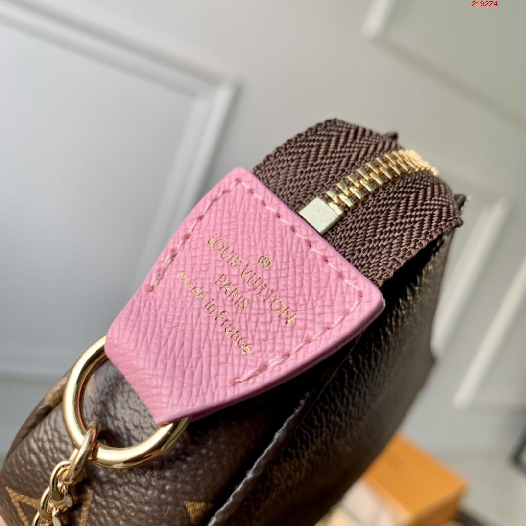 LV 路易斯·威登M81760粉色Mini Pochette Accessoires 手拿包￥ 580-頂級1:1精品高仿包包香港台灣批發價格推薦微信哪裡買