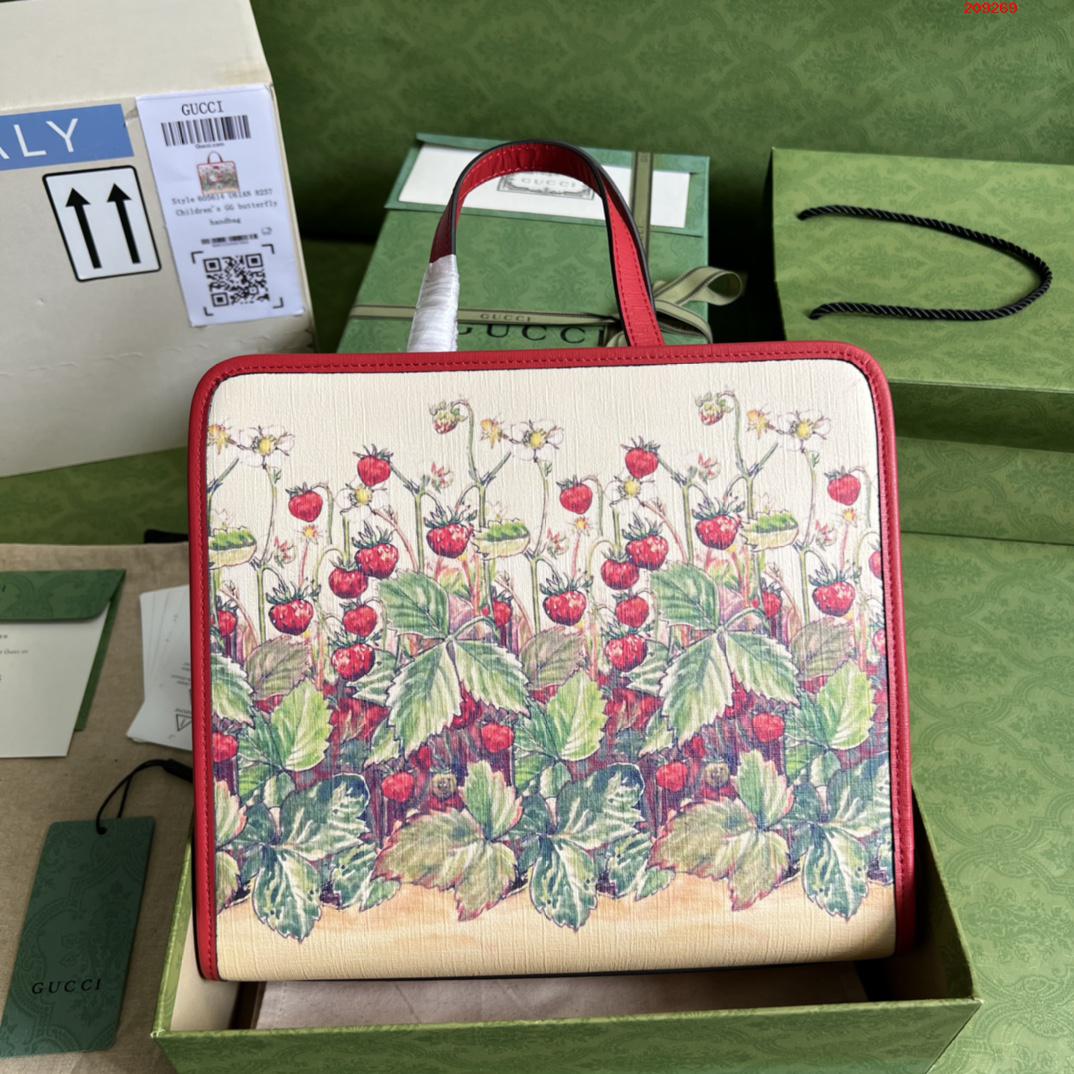 GUCCI 古奇紅色裝飾 Gucci皮革logo標簽Fredrick Warne的草莓仙女印花￥ 720-頂級1:1精品高仿包包香港台灣批發價格推薦微信哪裡買