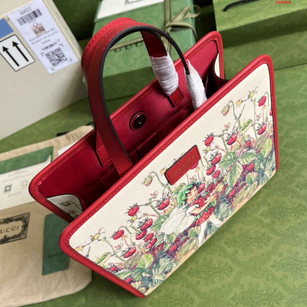 GUCCI 古奇紅色裝飾 Gucci皮革logo標簽Fredrick Warne的草莓仙女印花￥ 720-頂級1:1精品高仿包包香港台灣批發價格推薦微信哪裡買