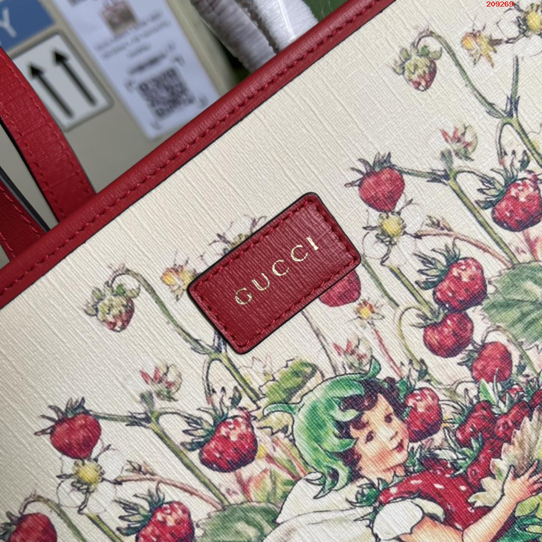 GUCCI 古奇紅色裝飾 Gucci皮革logo標簽Fredrick Warne的草莓仙女印花￥ 720-頂級1:1精品高仿包包香港台灣批發價格推薦微信哪裡買