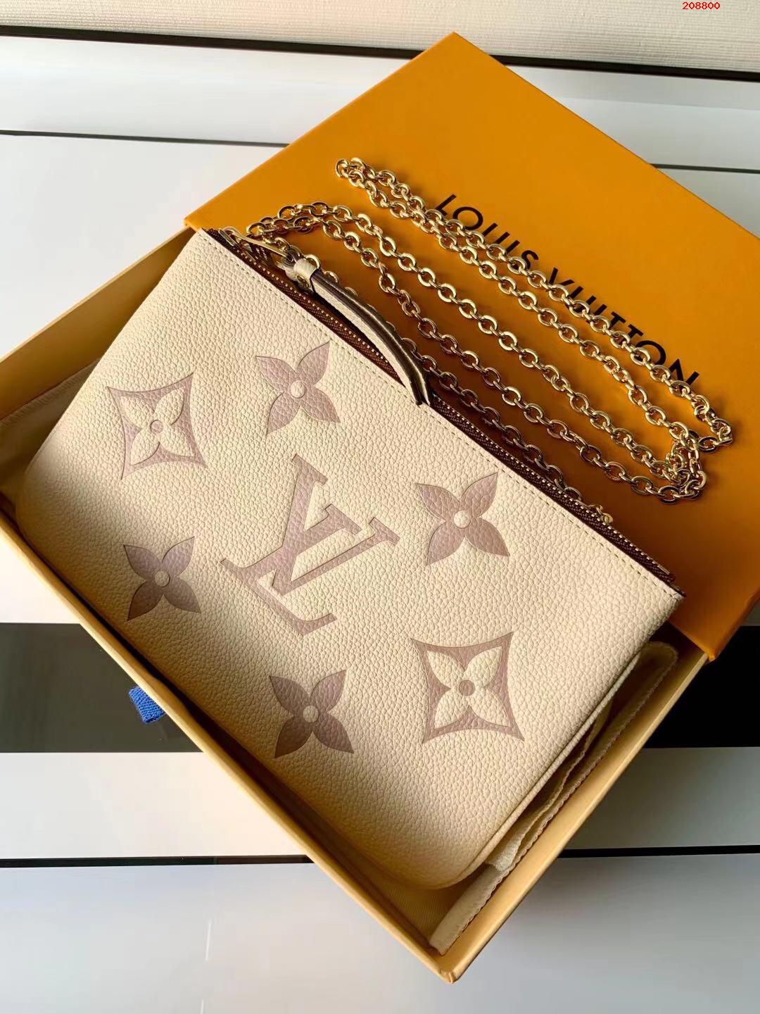 M80084 本款 Double Zip Pochette 鏈條包LV 路易斯·威登￥ 980-頂級1:1精品高仿包包香港台灣批發價格推薦微信哪裡買