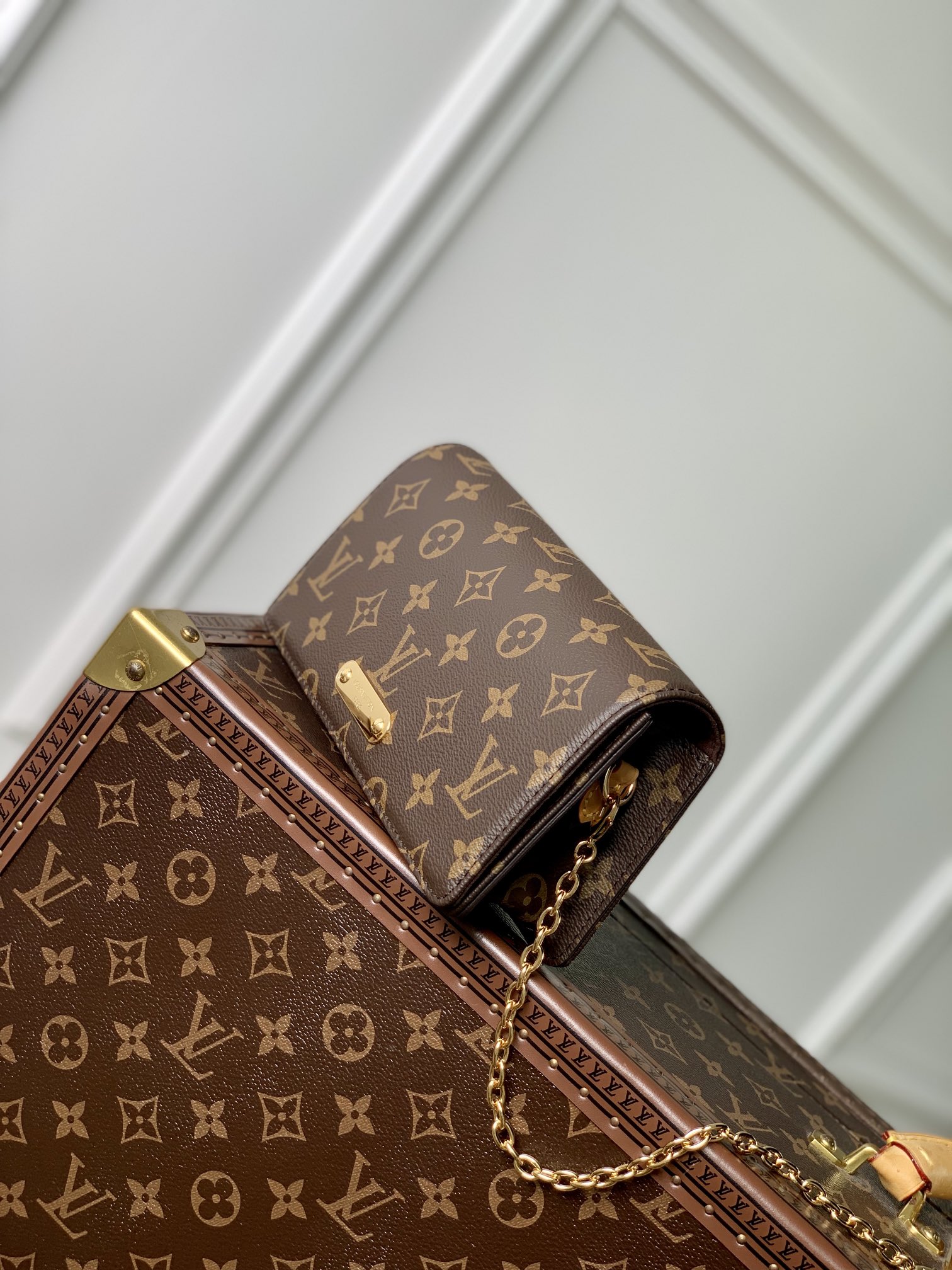 LV 路易斯·威登82509 老花鏈條包woc繫列 LiLy Woc 手袋￥1280-頂級1:1精品高仿包包香港台灣批發價格推薦微信哪裡買