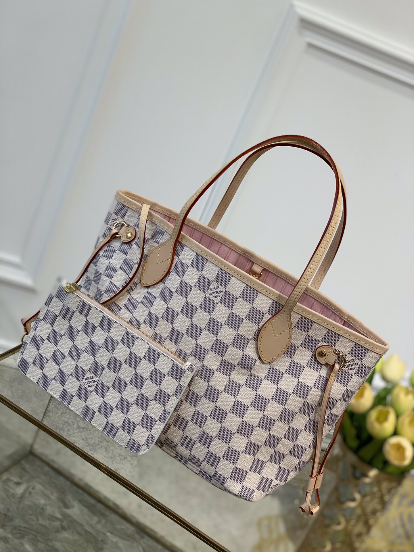 原單 NEVERFULL 小號購物袋 N41363粉裏 Neverfull 小號手提包LV 路易斯·威登￥1480-頂級1:1精品高仿包包香港台灣批發價格推薦微信哪裡買