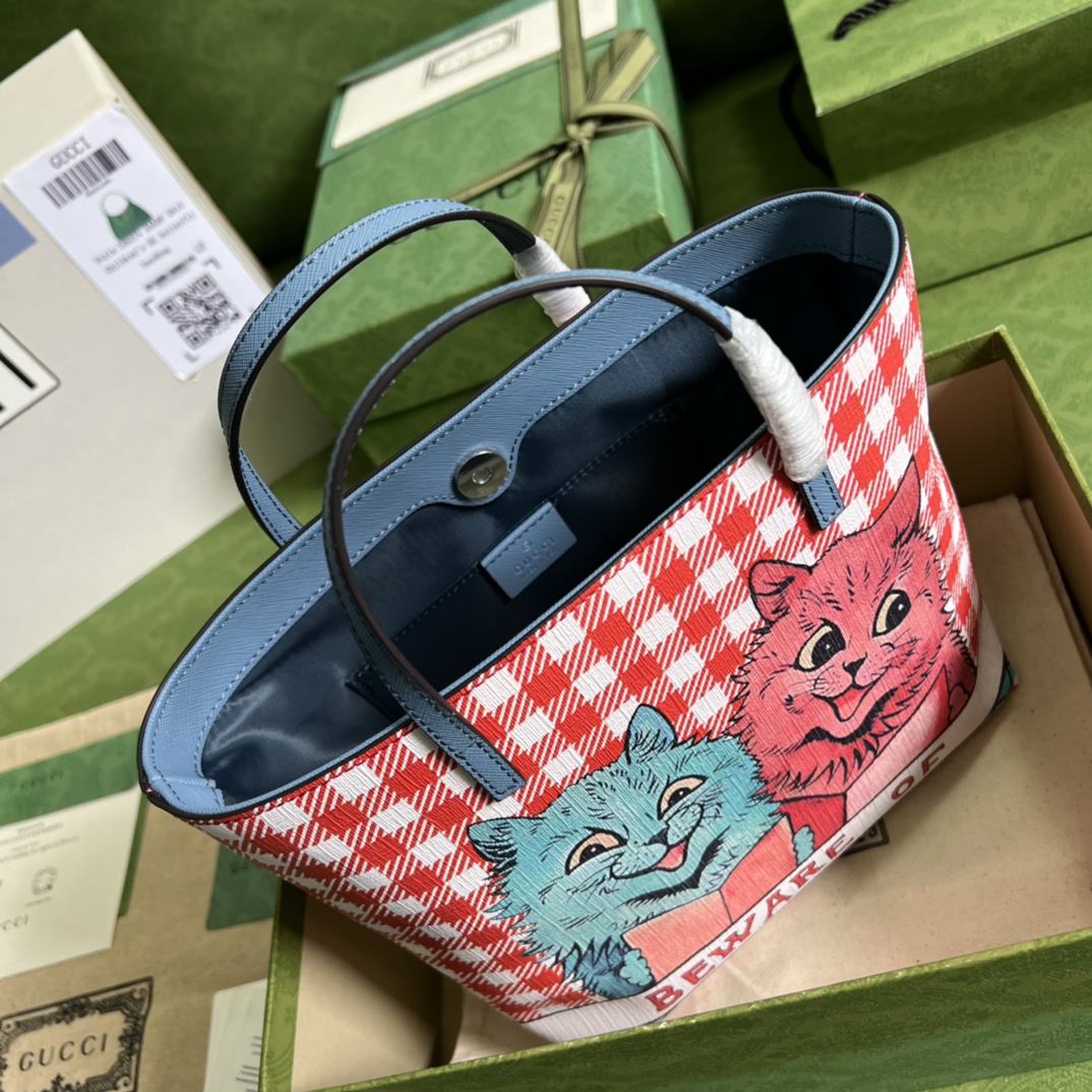 配全套原廠綠盒包裝 兒童貓咪印花手提包GUUCCCI 古奇￥880-頂級1:1精品高仿包包香港台灣批發價格推薦微信哪裡買