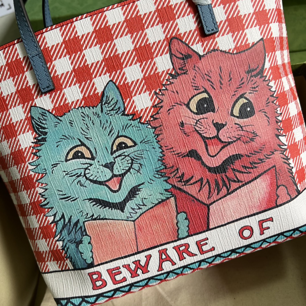 配全套原廠綠盒包裝 兒童貓咪印花手提包GUUCCCI 古奇￥880-頂級1:1精品高仿包包香港台灣批發價格推薦微信哪裡買