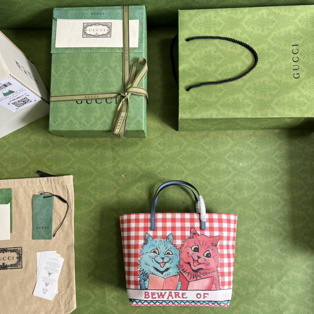 配全套原廠綠盒包裝 兒童貓咪印花手提包GUUCCCI 古奇￥880-頂級1:1精品高仿包包香港台灣批發價格推薦微信哪裡買