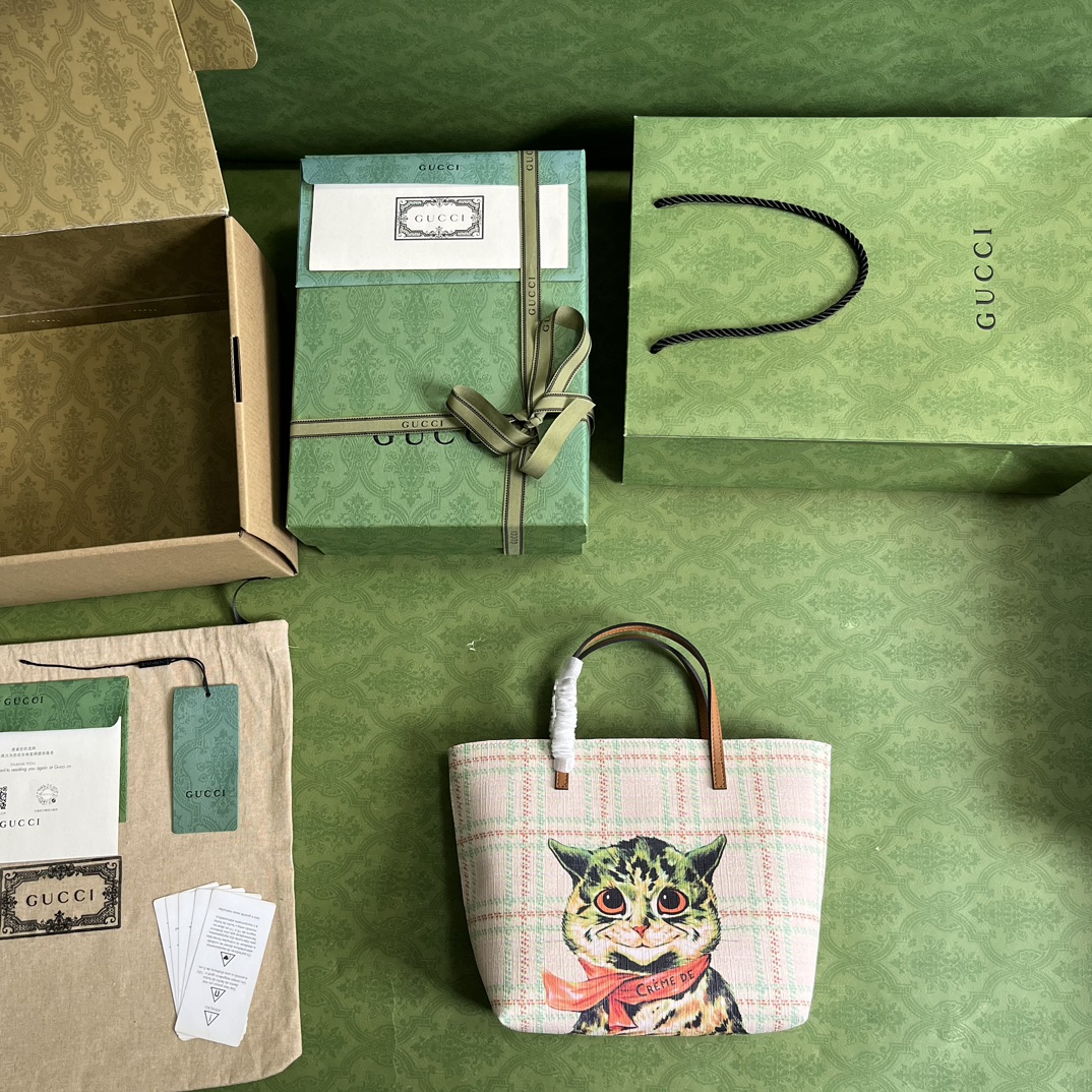 GUUCCCI型號 410812尺寸 21*20*10cm 顏色 棕色 貓咪印花 古奇￥880-頂級1:1精品高仿包包香港台灣批發價格推薦微信哪裡買
