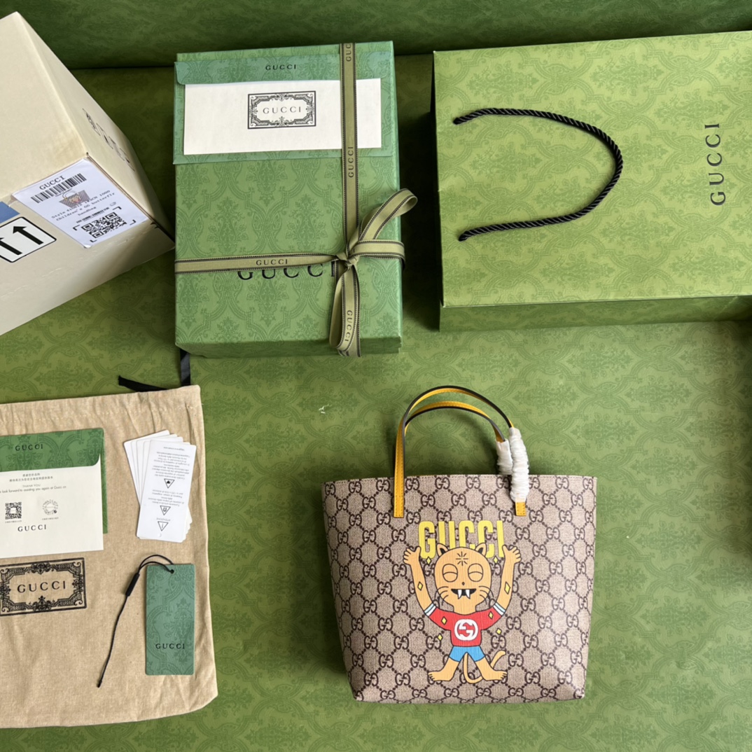 GUUCCCI 古奇 410812 尺寸 21*20*10cm 顏色 黃色 卡通貓￥880-頂級1:1精品高仿包包香港台灣批發價格推薦微信哪裡買