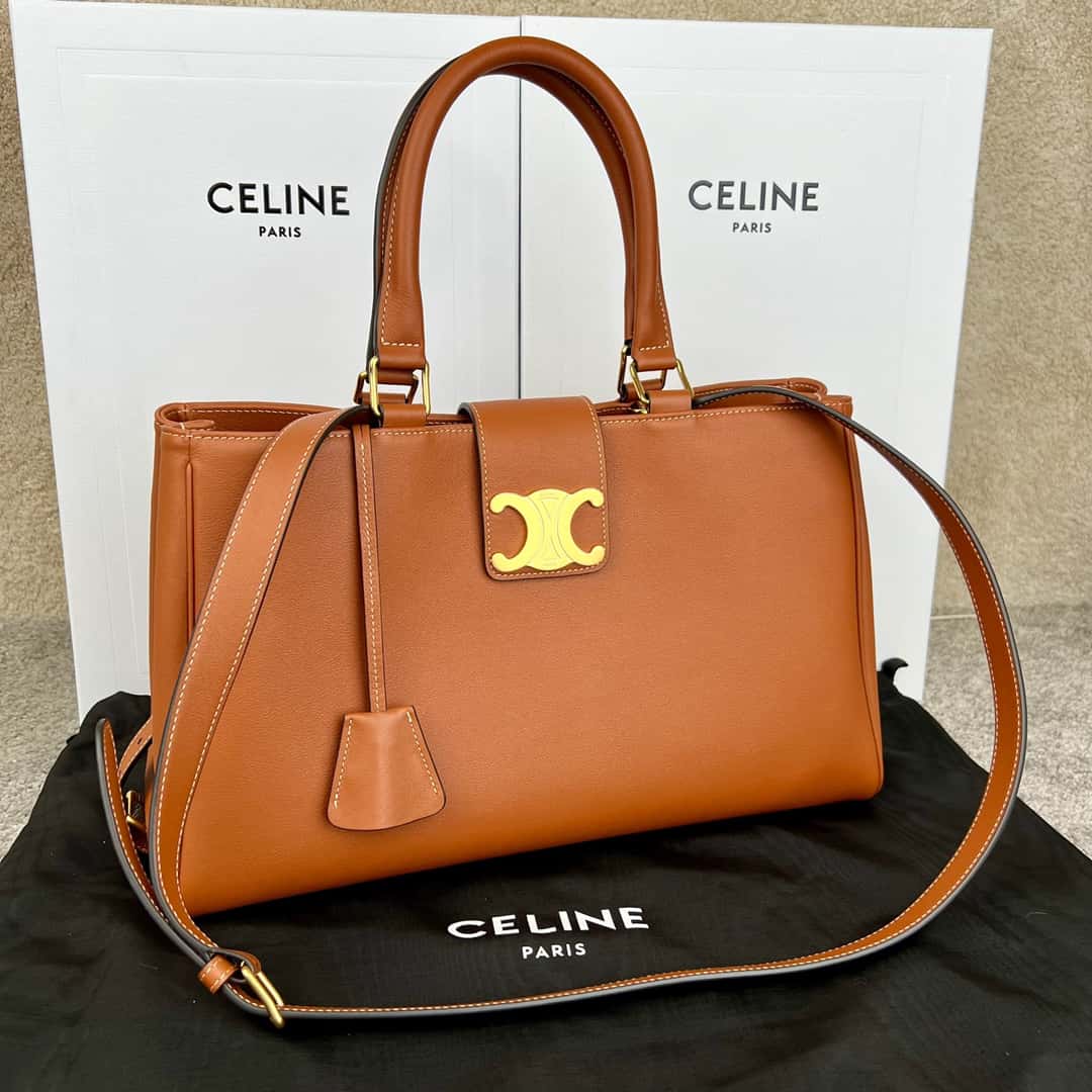 CELINE APPOLINE 中號柔軟牛皮革手袋 114963棕色-頂級1:1精品高仿包包香港台灣批發價格推薦微信哪裡買