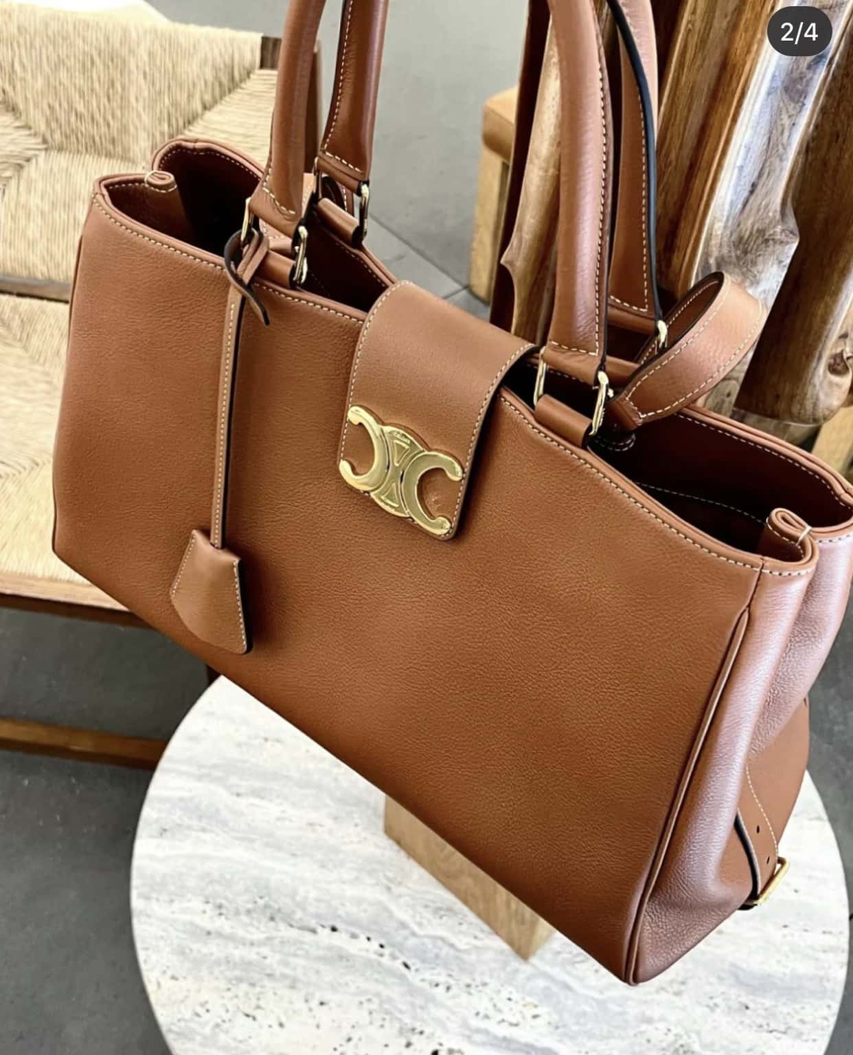 CELINE APPOLINE 中號柔軟牛皮革手袋 114963棕色-頂級1:1精品高仿包包香港台灣批發價格推薦微信哪裡買