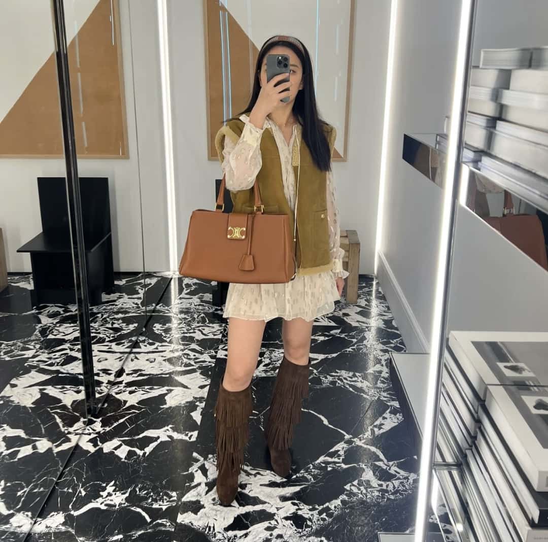 CELINE APPOLINE 中號柔軟牛皮革手袋 114963棕色-頂級1:1精品高仿包包香港台灣批發價格推薦微信哪裡買