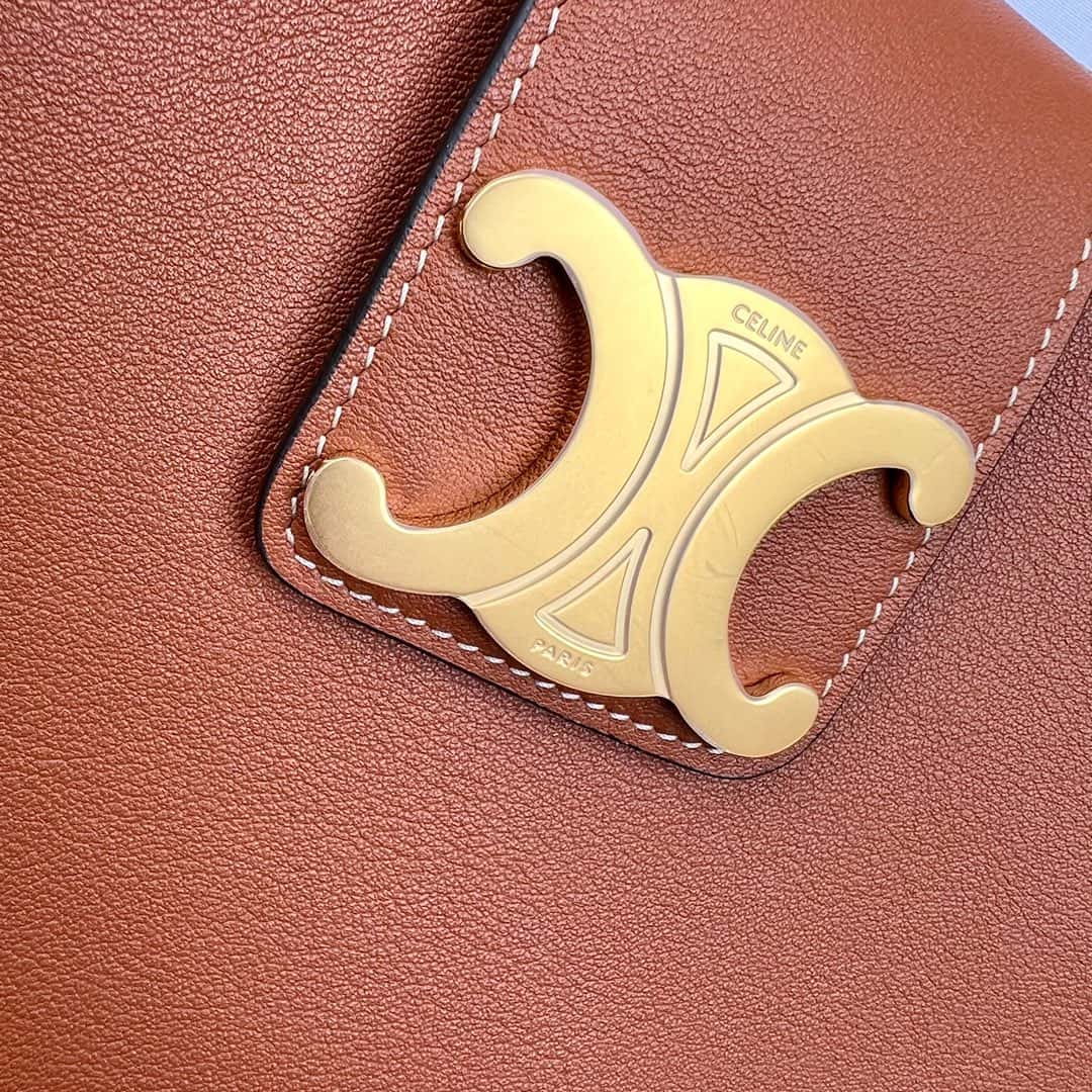 CELINE APPOLINE 中號柔軟牛皮革手袋 114963棕色-頂級1:1精品高仿包包香港台灣批發價格推薦微信哪裡買