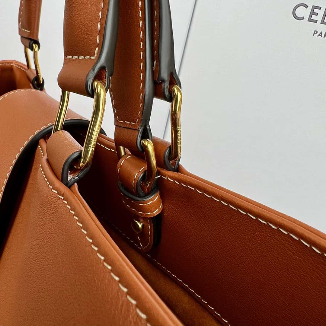 CELINE APPOLINE 中號柔軟牛皮革手袋 114963棕色-頂級1:1精品高仿包包香港台灣批發價格推薦微信哪裡買