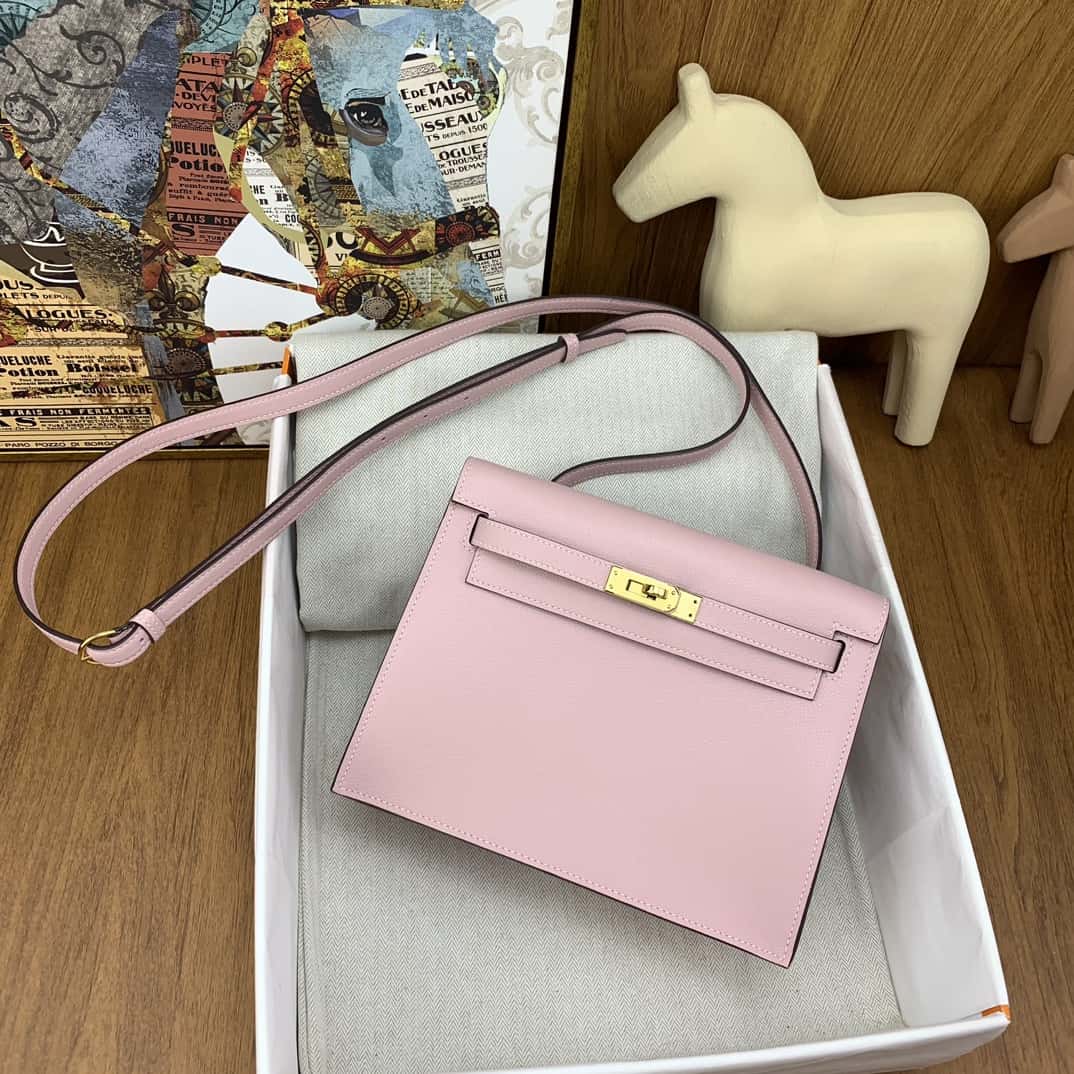 Hermès kelly danse 跳舞包 22cm evercolor 3Q粉 金扣-頂級1:1精品高仿包包香港台灣批發價格推薦微信哪裡買