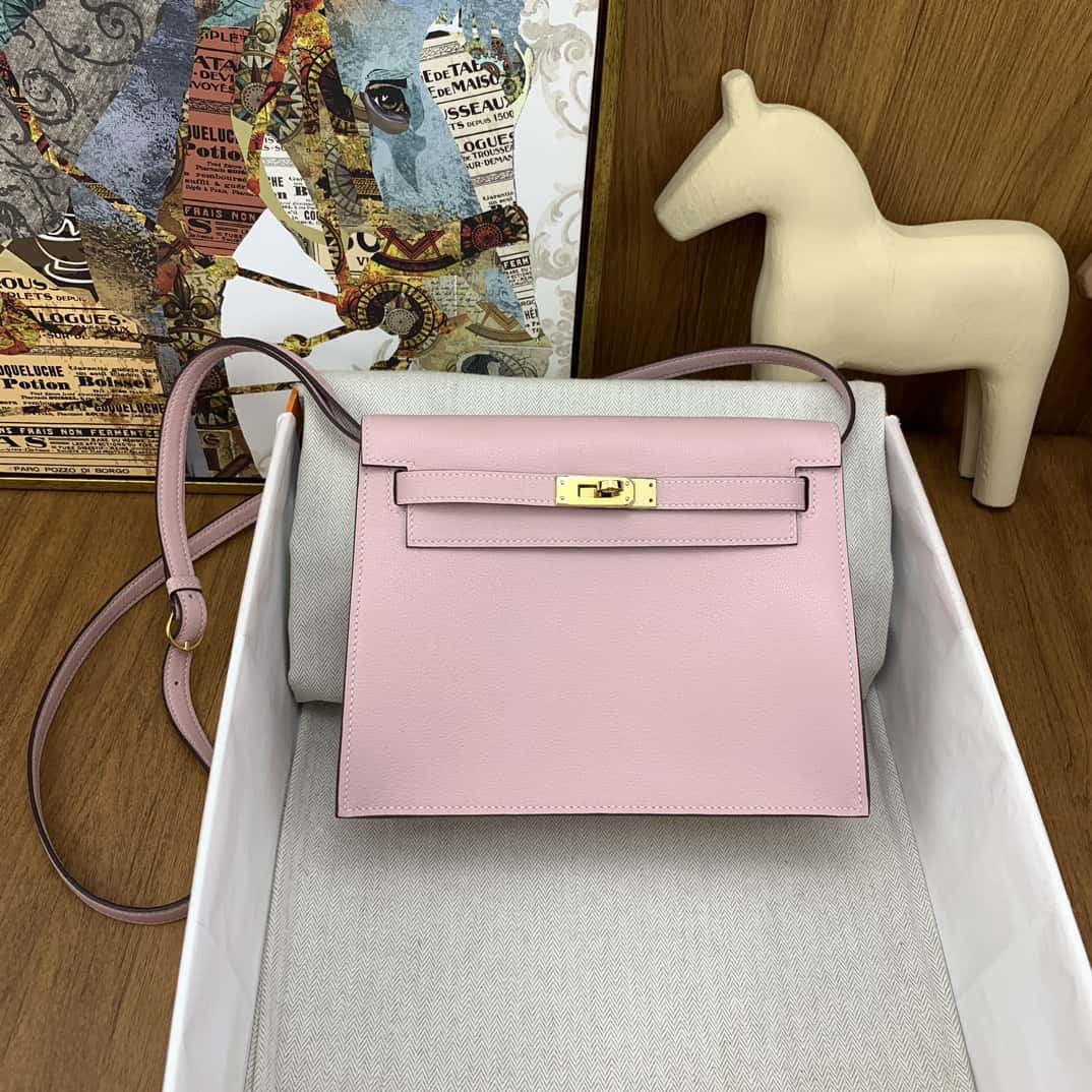 Hermès kelly danse 跳舞包 22cm evercolor 3Q粉 金扣-頂級1:1精品高仿包包香港台灣批發價格推薦微信哪裡買