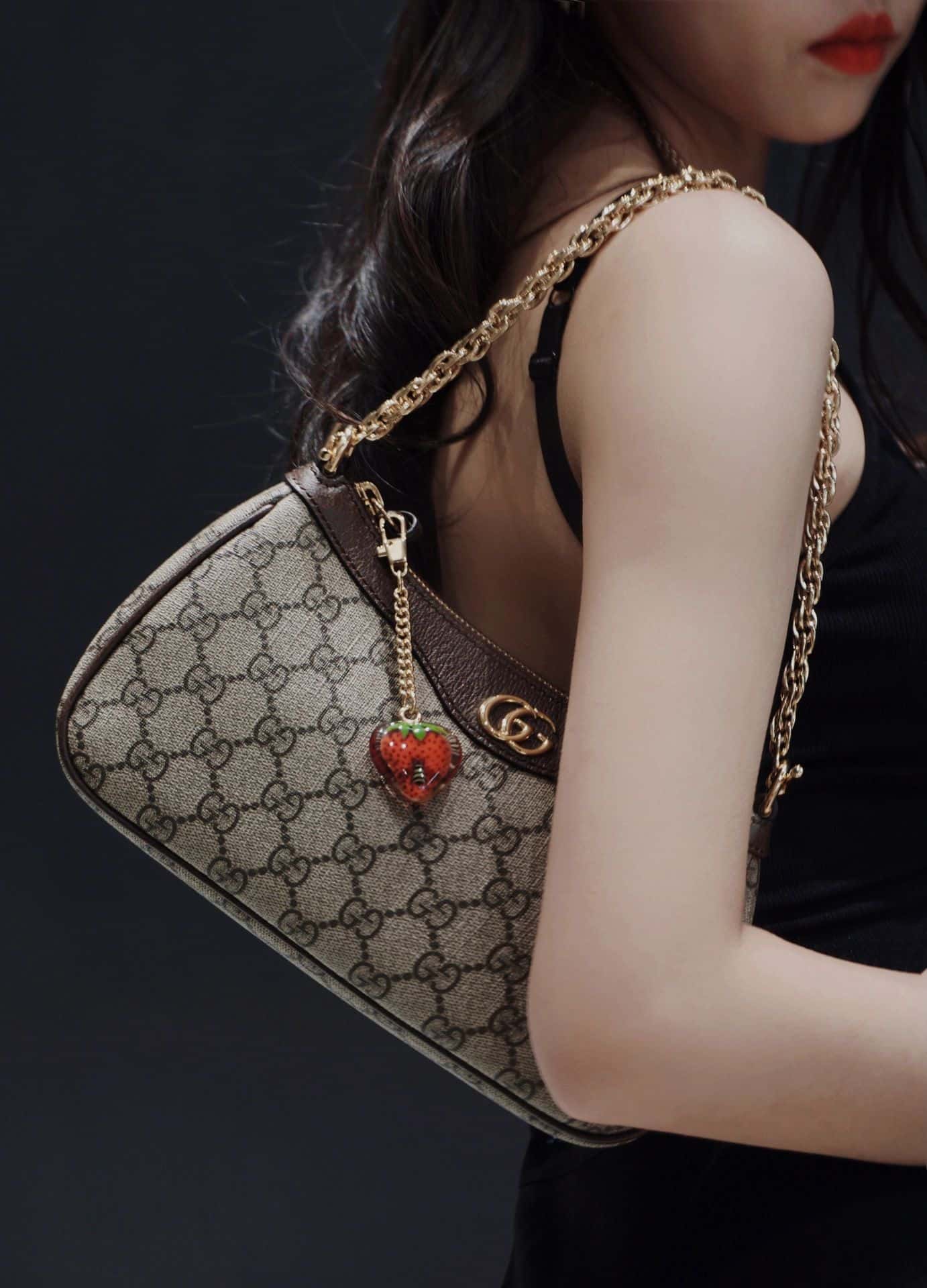 GUCCI ophidia草莓鏈條包 735132-頂級1:1精品高仿包包香港台灣批發價格推薦微信哪裡買