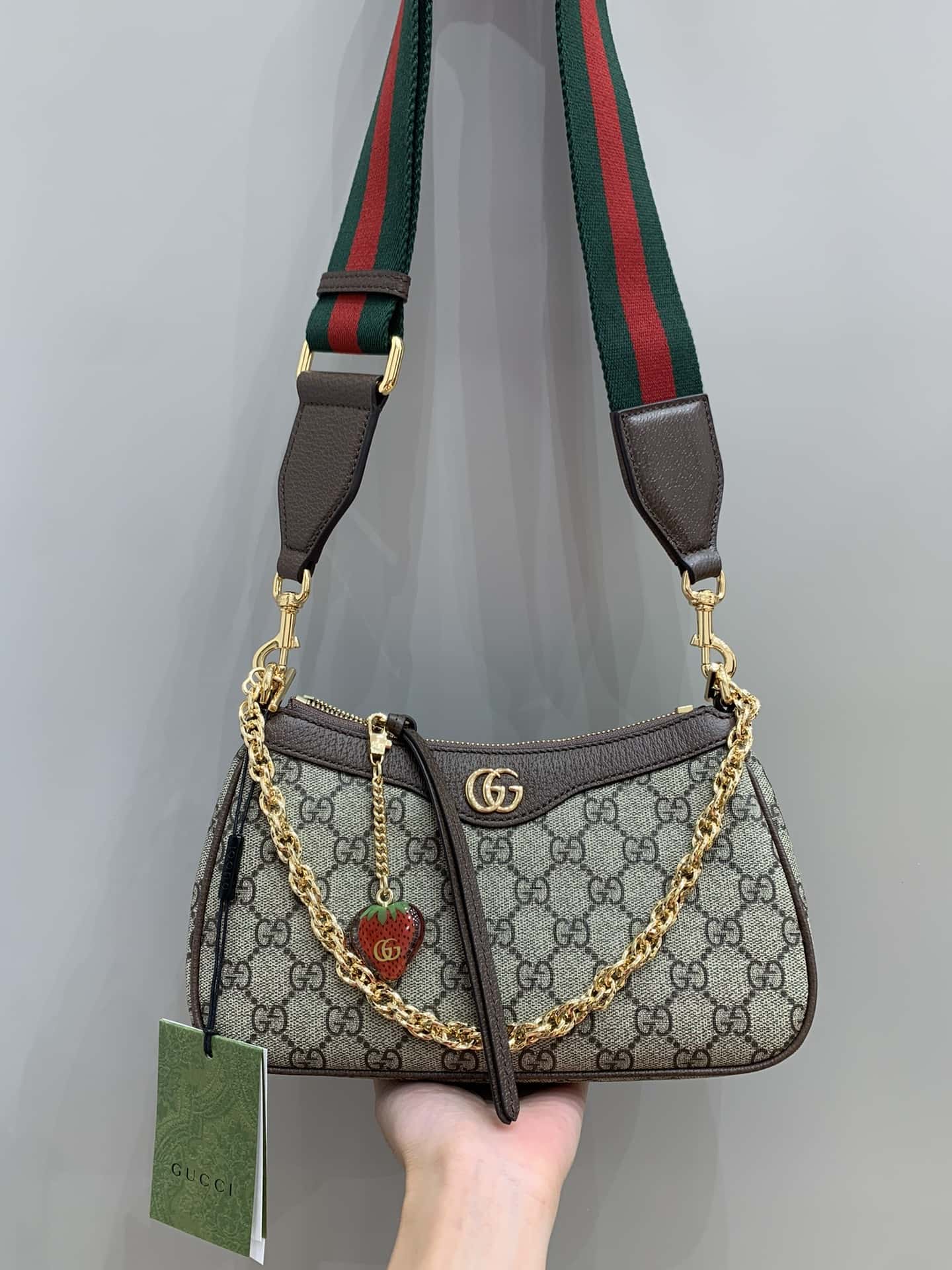 GUCCI ophidia草莓鏈條包 735132-頂級1:1精品高仿包包香港台灣批發價格推薦微信哪裡買