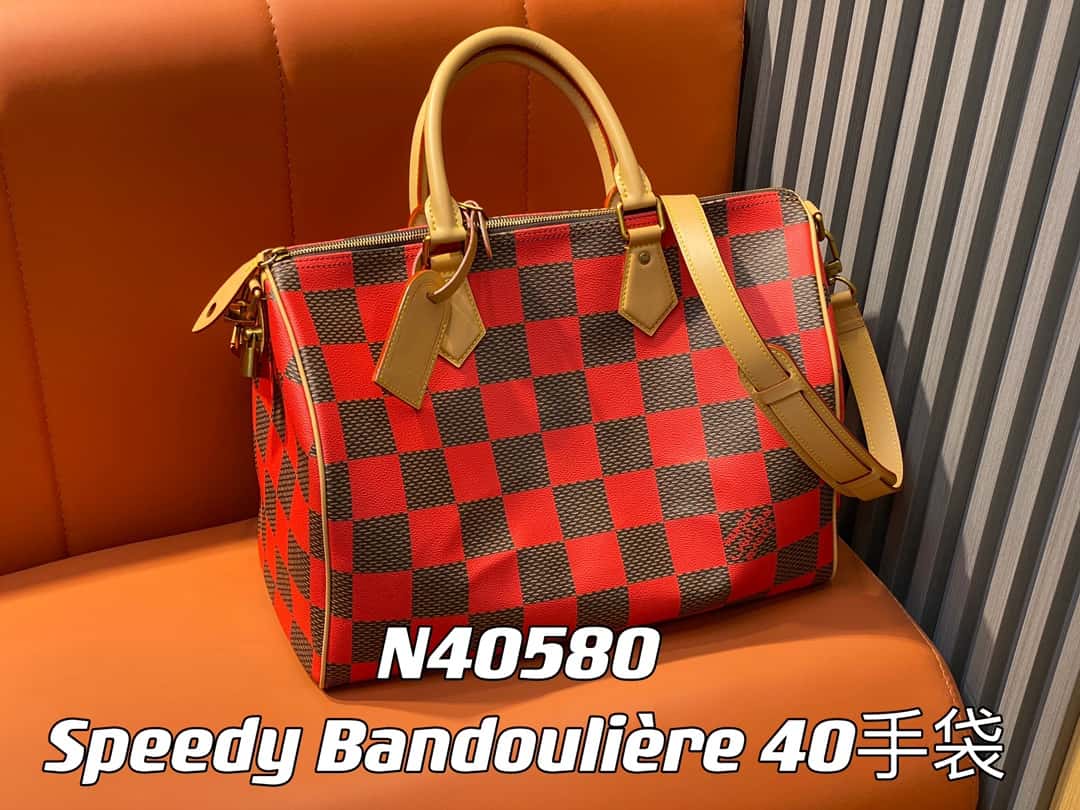 【原單精品】N40579綠色 N40580紅色 40cm旅行袋 Speedy Bandoulière 40手袋-頂級1:1精品高仿包包香港台灣批發價格推薦微信哪裡買