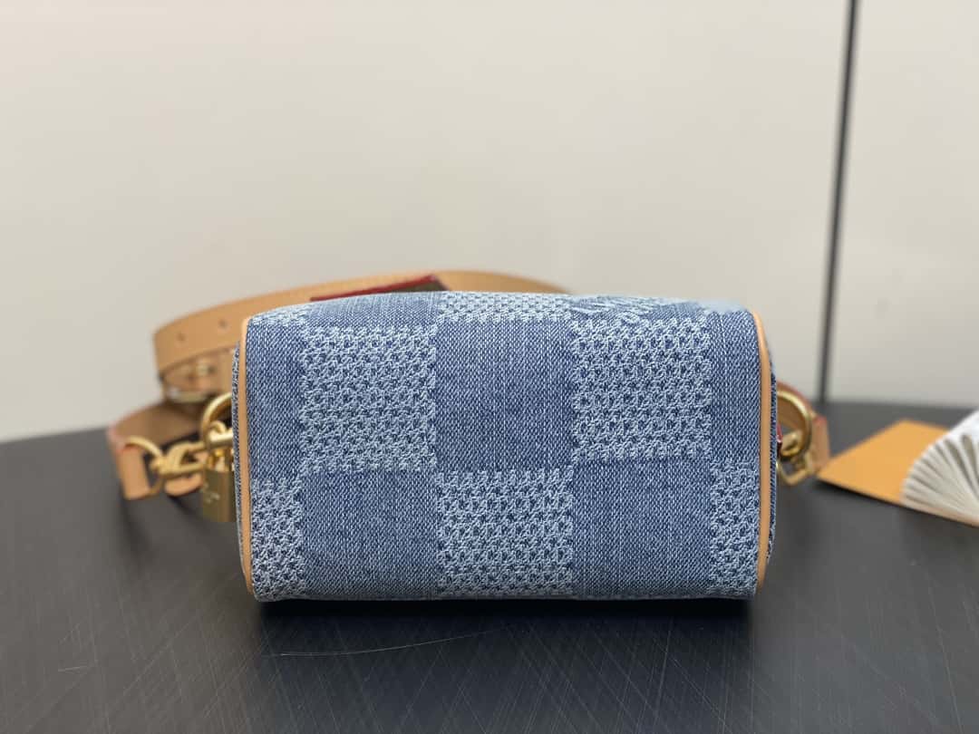 【原單精品】N40682藍色格子 牛仔枕頭包speedy系列Nano Speedy 手袋-頂級1:1精品高仿包包香港台灣批發價格推薦微信哪裡買