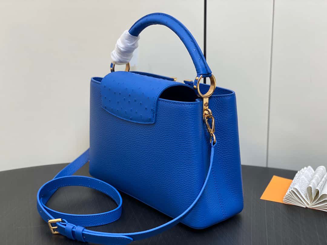 【原單精品】M81409藍色鴕鳥 全皮cap那英款繫列 Capucines 高仿中號手袋¥2,880.00-頂級1:1精品高仿包包香港台灣批發價格推薦微信哪裡買