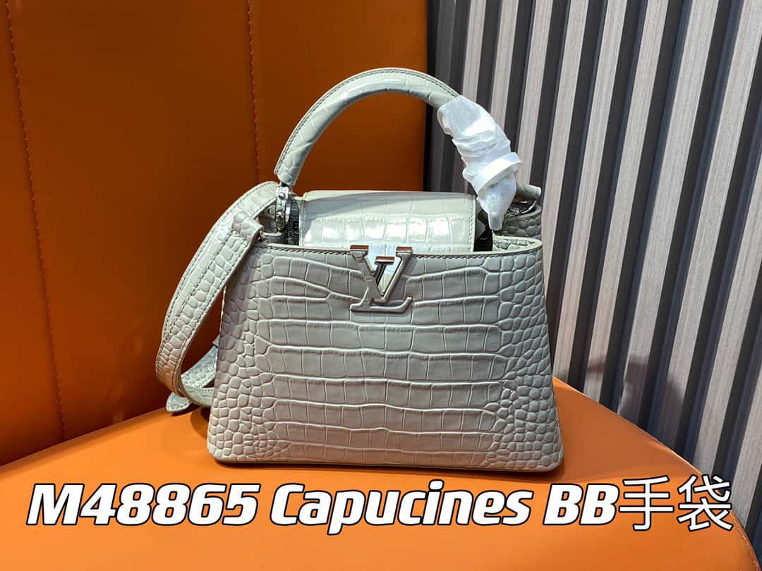 【LV原單精品】M48865灰色 鱷魚紋全皮cap那英款繫列 Capucines BB手袋¥2,880.00-頂級1:1精品高仿包包香港台灣批發價格推薦微信哪裡買